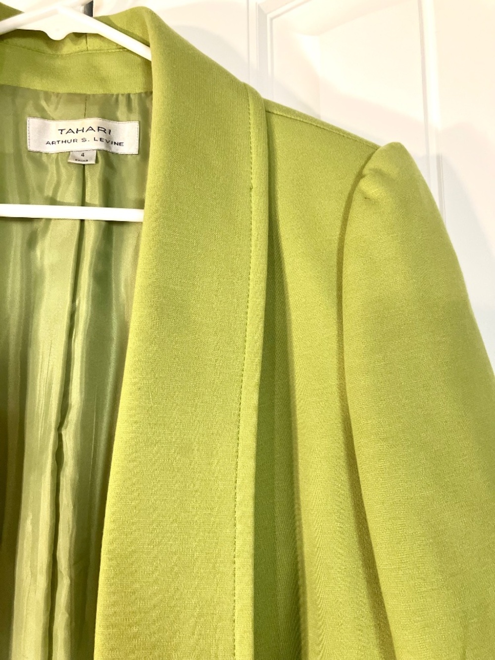 Tahari Lime Green Open Front Blazer Jacket Size 4 - Picture 2 of 5